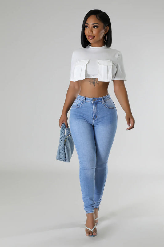 Main Character White Crop Top